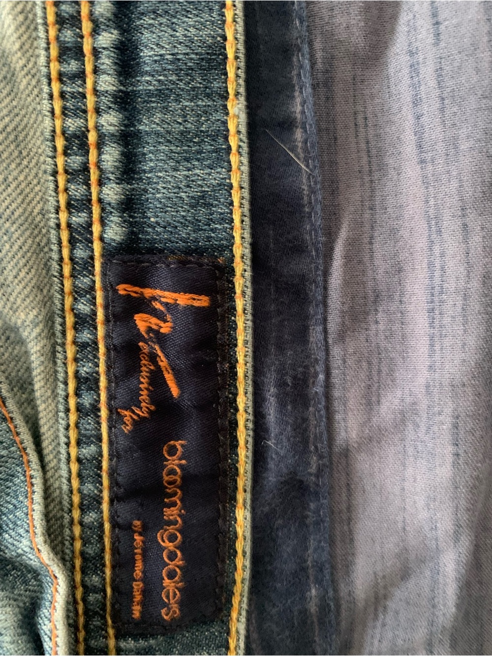Bloomingdale's Women's Flare/Wide Leg Jeans - Blue with Orange Stitching